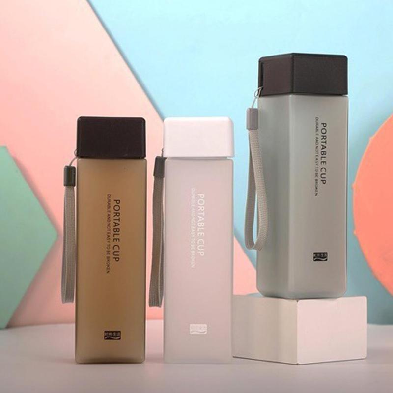 500ml Transparent Square Plastic Matte Water Bottle