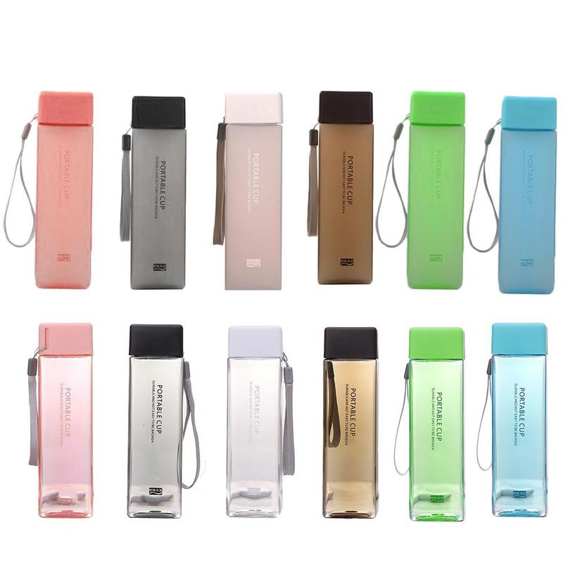 500ml Transparent Square Plastic Matte Water Bottle